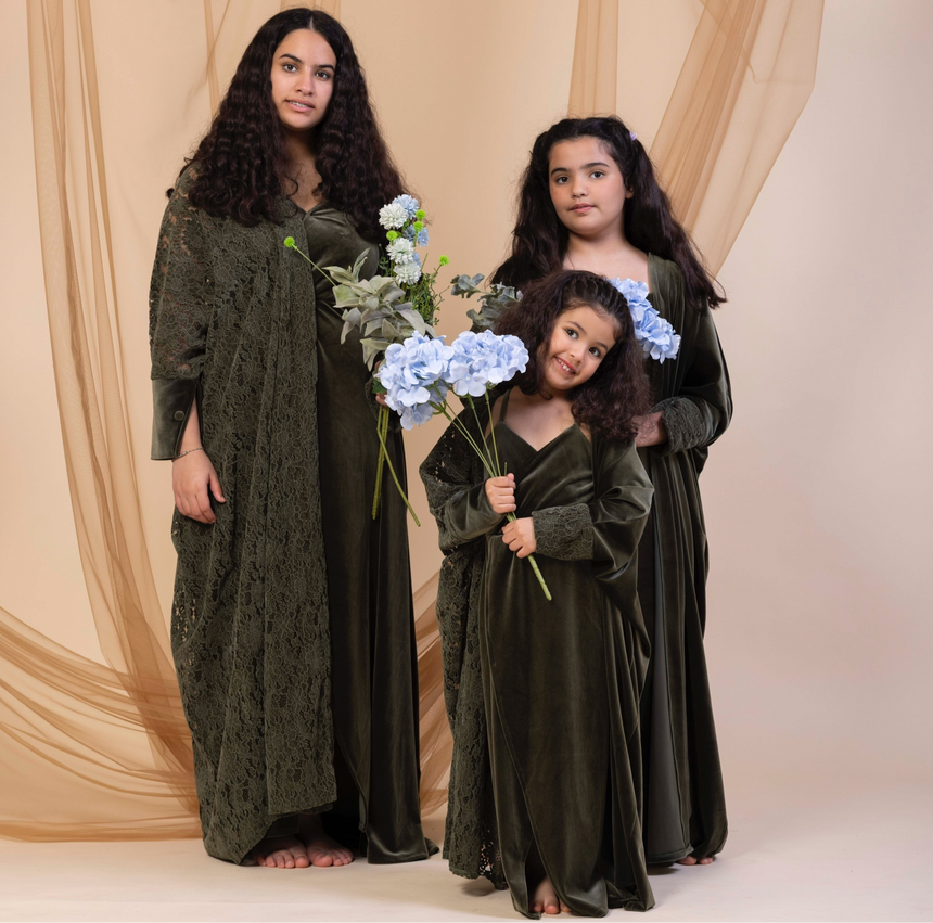 Kids Velvet Chantilly Olive