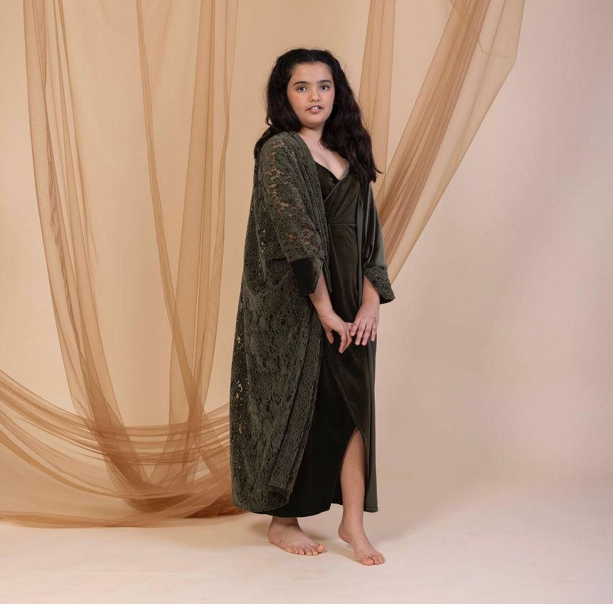 Kids Velvet Chantilly Olive